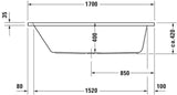 DURAVIT D-Code Badewanne 1700x750 mm Einbau, Mittelablauf, 1 Rückenschräge, Weiß