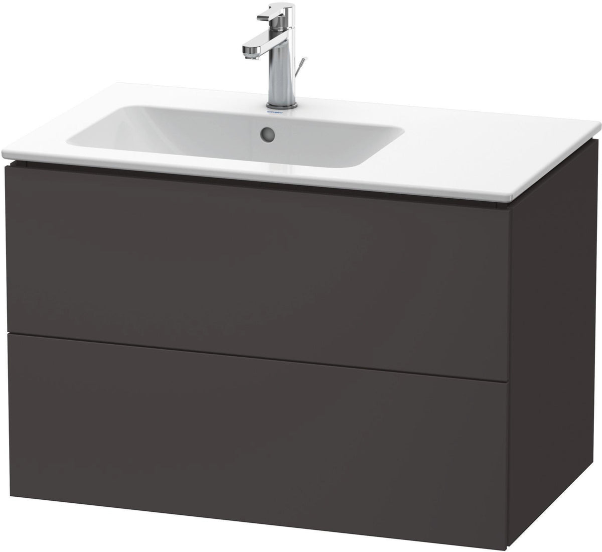 DURAVIT L-Cube Waschtischunterbau 820 mm betongrau matt – 2 Schubkästen, Becken links, wandhängend