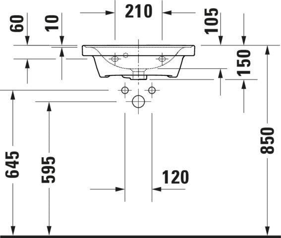 DURAVIT D-Neo Handwaschbecken 500 mm weiß hochglanz mit Überlauf wandhängend