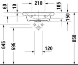 DURAVIT D-Neo Handwaschbecken 500 mm weiß hochglanz mit Überlauf wandhängend