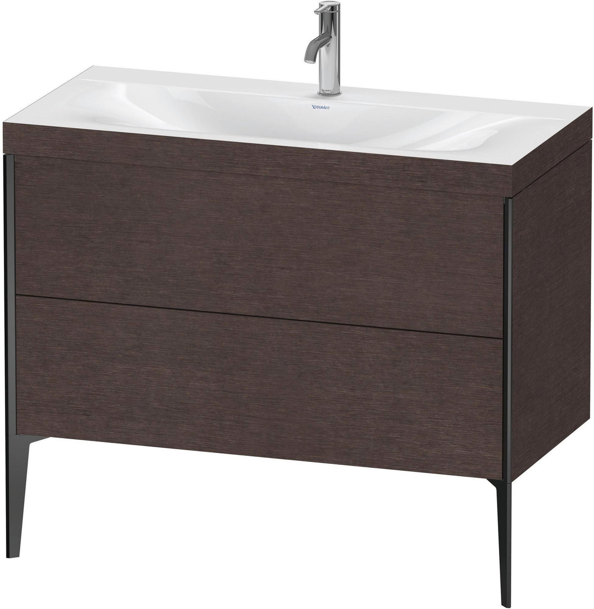 DURAVIT XViu c-bonded Waschtischunterbauset 1000 mm, 2 Auszüge, Eiche/schwarz matt, bodenstehend