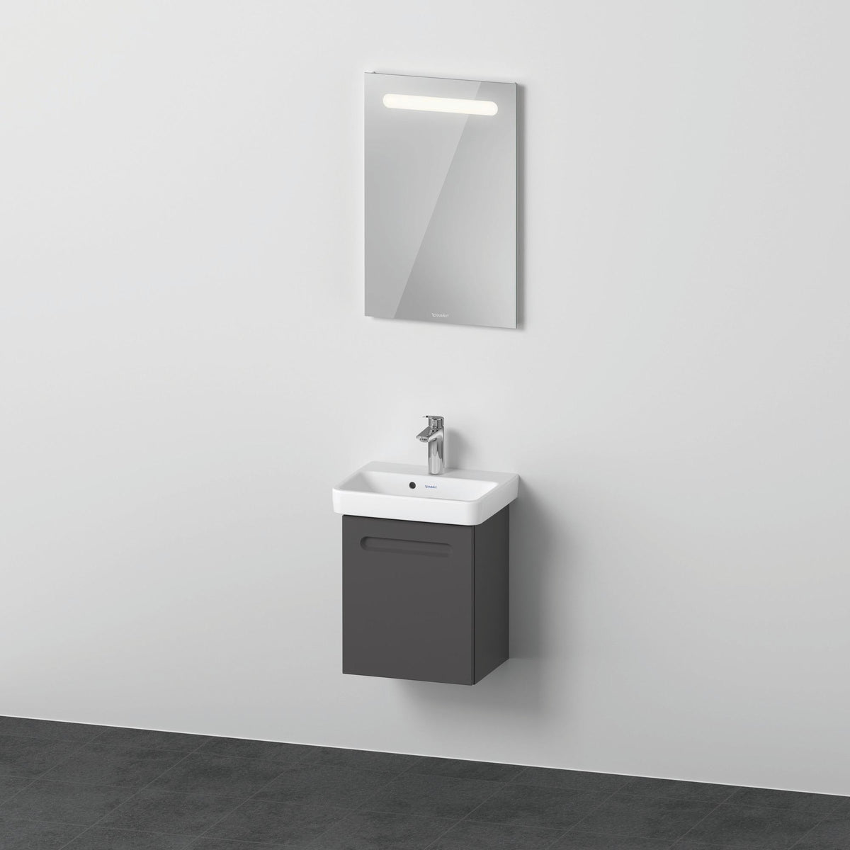 Duravit No.1 Möbel-Set 450x350mm mit Waschtisch, Unterbau, LED-Spiegel, Weiß Matt