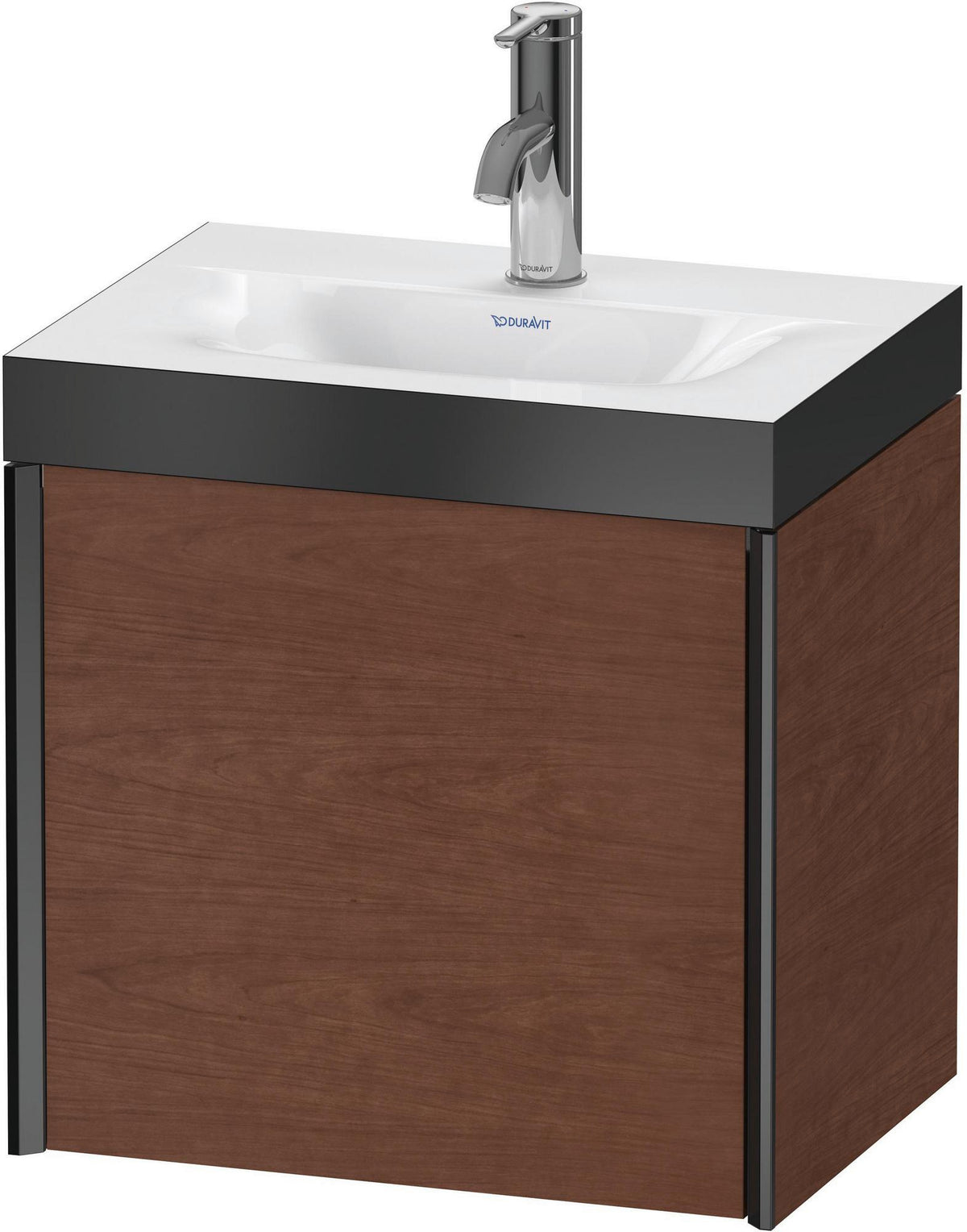 DURAVIT XViu Waschtischunterbauset 460 mm mit c-bonded Technologie, 1 Tür, schwarz matt / Nussbaum