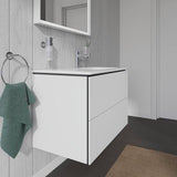 DURAVIT L-Cube Waschtischunterbau 820 mm wandhängend, 2 Schubkästen, Becken rechts, Betongrau Matt