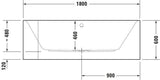 DURAVIT Happy D.2 Eckbadewanne 1800x800 mm weiß, Ecke rechts, 2 Rückenschrägen, mit Verkleidung & Fußgestell