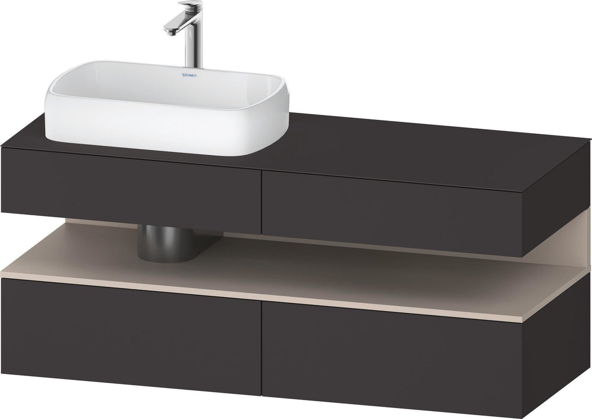 Duravit Qatego Konsolenwaschtischunterbau 1400 mm weiß hochglanz mit Eiche schwarz Nische