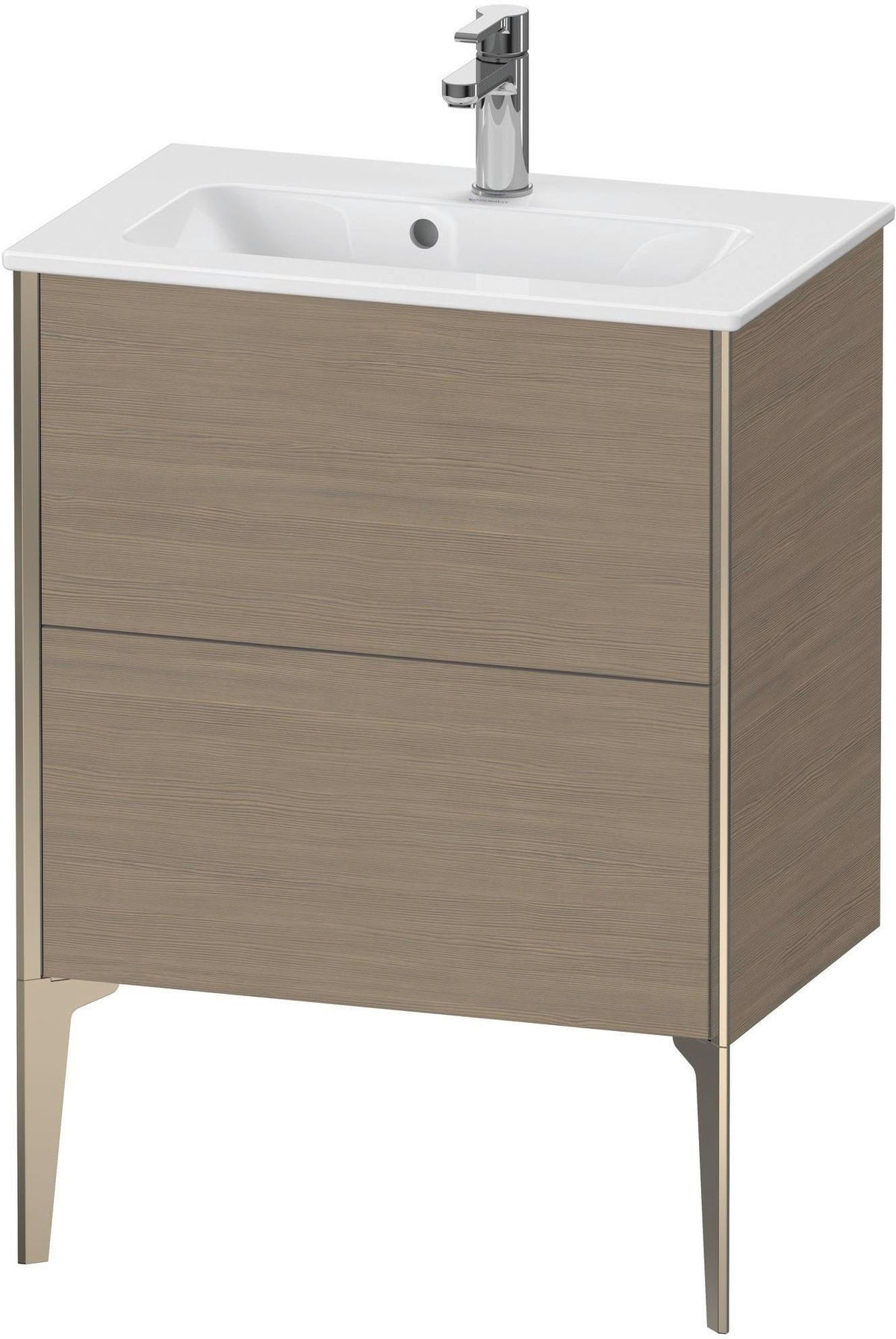 Duravit XViu Waschtischunterbau bodenstehend 610 mm, 2 Auszüge, champagner matt/weiß matt