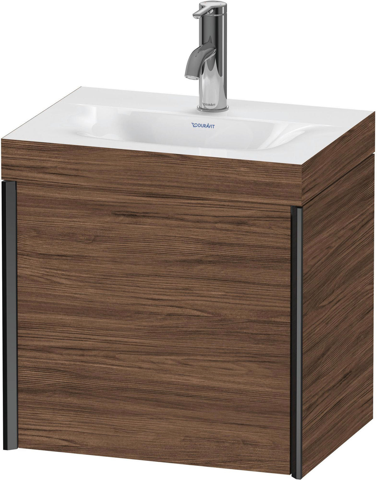 DURAVIT XViu Waschtischunterbauset 460 mm mit c-bonded Technologie, 1 Tür, schwarz matt / Nussbaum