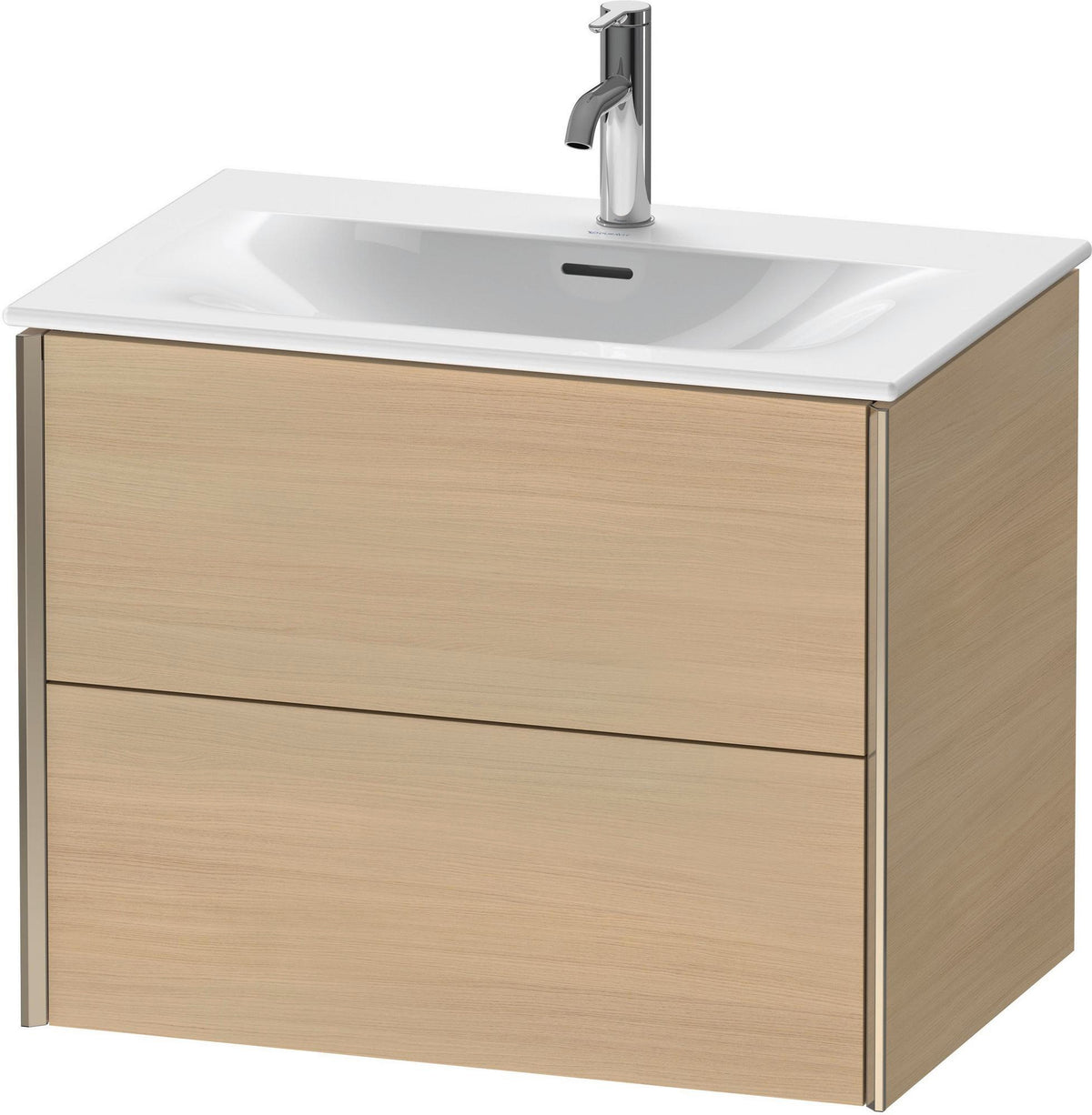Duravit XViu Waschtischunterbau wandhängend 710 mm, 2 Schubkästen, mediterrane Eiche – ohne Griff