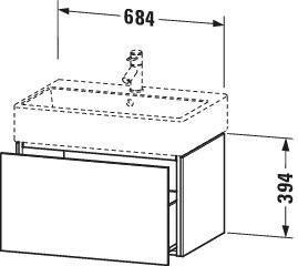 Duravit L-Cube Waschtischunterbau 684 mm weiß matt, 1 Auszug, wandhängend, Tip-On