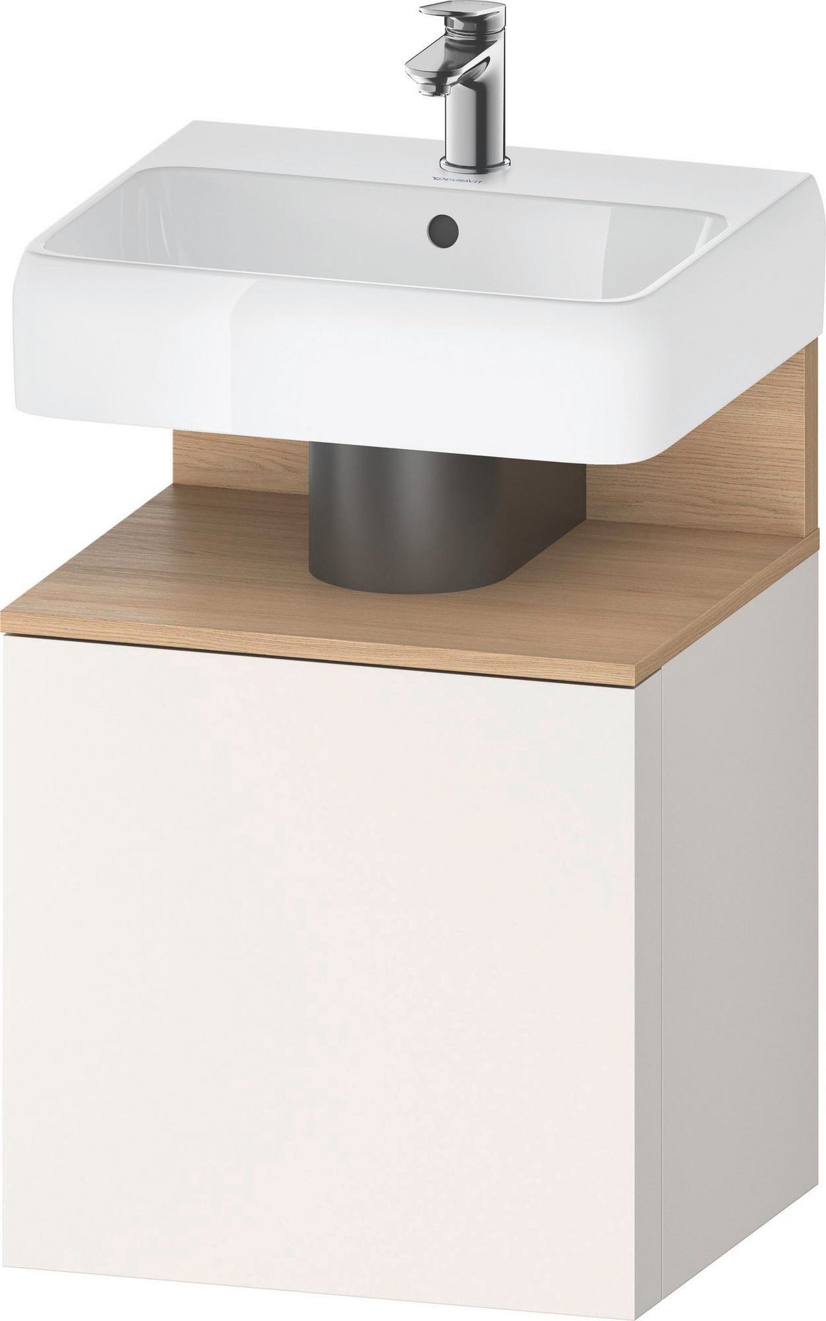 DURAVIT Qatego Waschtischunterbau 490 mm wandhängend, 1 Tür links, Weiß Matt mit Eiche Schwarz Nische