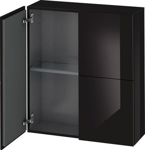 Duravit L-Cube Halbhochschrank 700 mm, 2 Türen, Hochglanz Schwarz, wandhängend