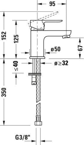 DURAVIT A.1 Einhebel-Waschtischmischer mit Zugstange, Chrom – 95 mm Ausladung, Keramikmischsystem