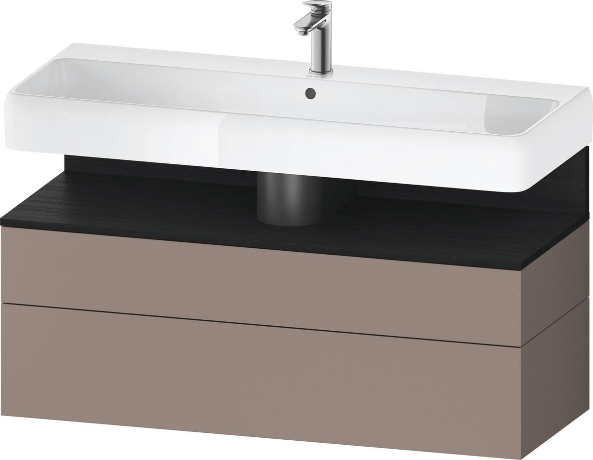 Duravit Qatego Waschtischunterbau 1190 mm – Weiß Matt mit Eiche Schwarz Nische, 1 Auszug, LED