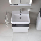 DURAVIT Qatego Waschtischunterbau 590 mm wandhängend, 1 Auszug, weiß Hochglanz, Nische Eiche Schwarz