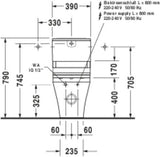 DURAVIT DuraStyle Stand-WC Kombi 705 mm Tiefspüler weiß für Dusch-WC Sitz