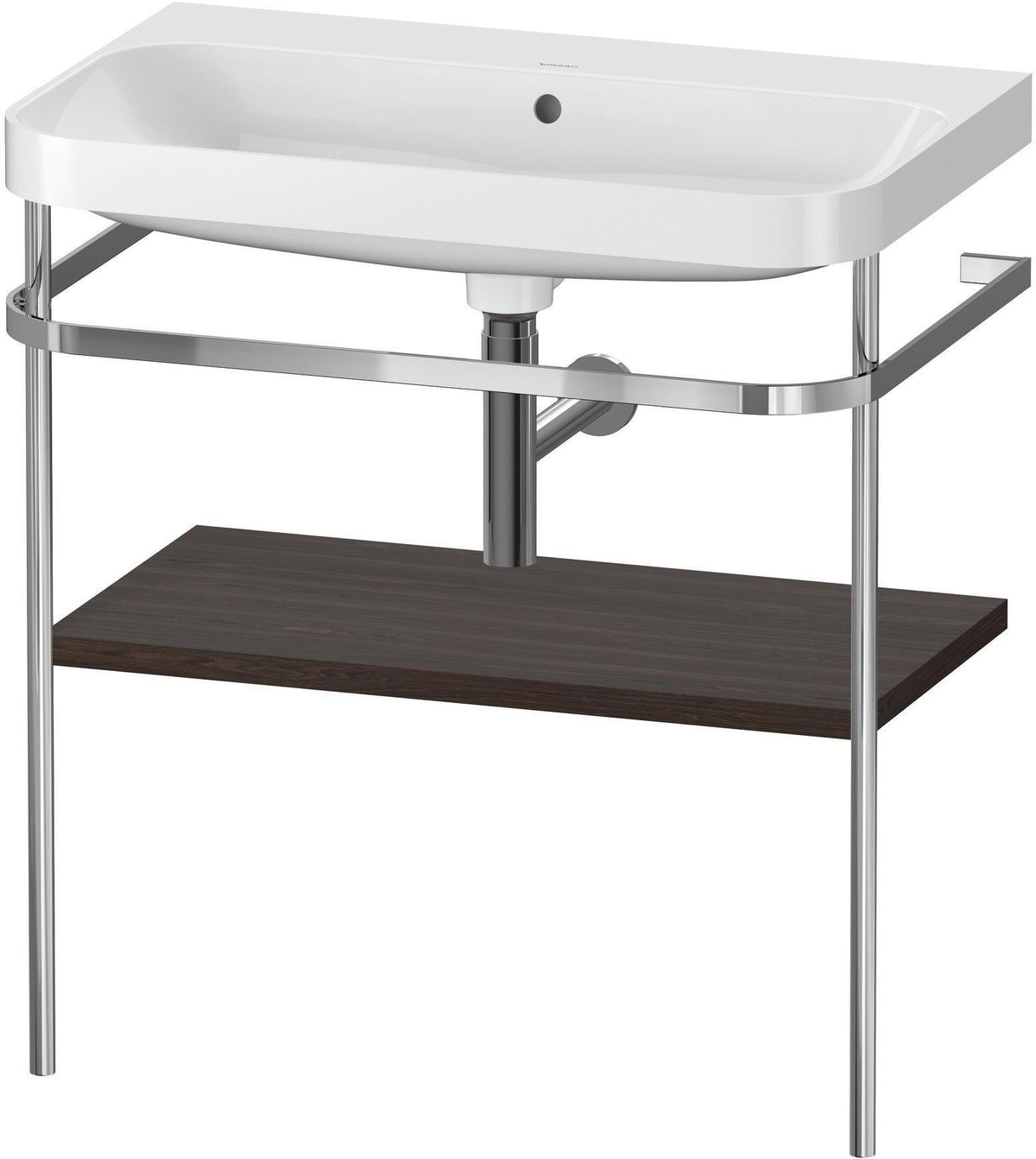 DURAVIT Happy D.2 c-shaped Waschtisch-Set 775 mm mit Metallkonsole, taupe seidenmatt