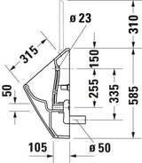 DURAVIT Urinal Viu mit Spüldüse weiß, rimless, Zulauf von hinten, für Deckel