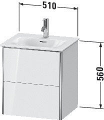 Duravit XSquare Waschtischunterbau 560x510x418 mm, 2 Schubkästen weiß matt