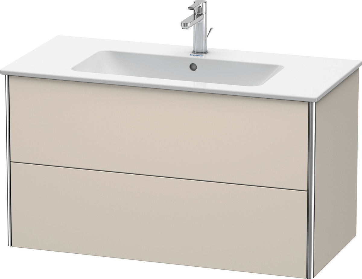 Duravit XSquare Waschtischunterbau 1010 mm, 2 Schubkästen, Basalt Matt – Wandhängend mit Tip-On