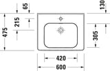 DURAVIT Waschtisch Soleil by Starck 600 mm Weiß mit Überlauf und Hahnlochbank