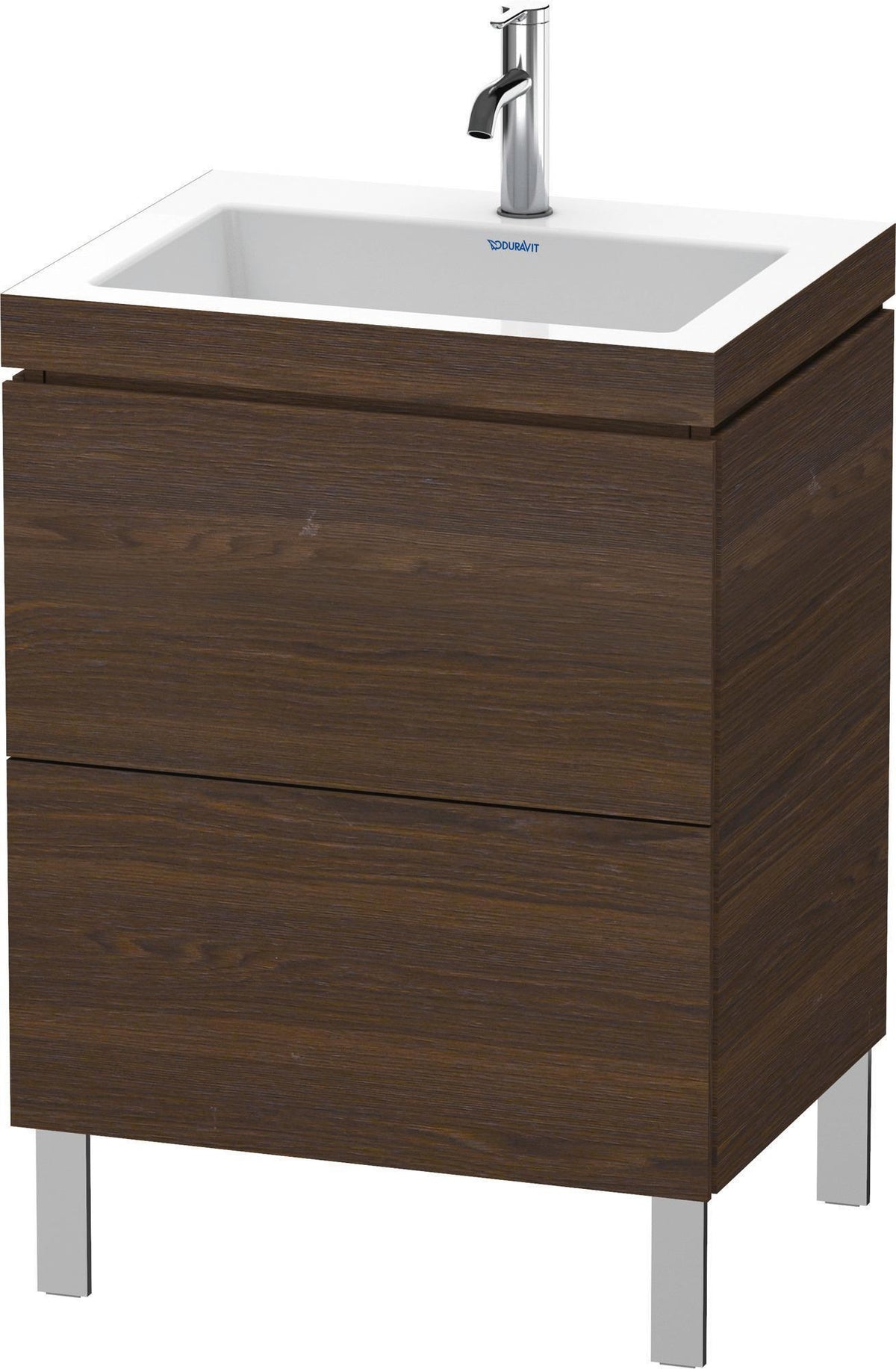Duravit L-Cube Waschtischset mit Vero Air 698 mm, Nussbaum gebürstet, 2 Auszüge