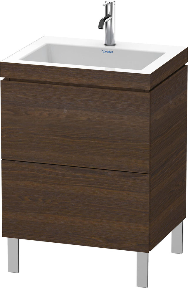 Duravit L-Cube Waschtischset mit Vero Air 698 mm, Nussbaum gebürstet, 2 Auszüge