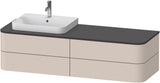 DURAVIT Happy D.2 Konsolenwaschtischunterbau 1600 mm taupe supermatt mit LED-Innenbeleuchtung und Tip-On-Technik