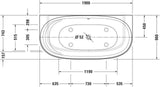 DURAVIT Cape Cod Badewanne 1900x900 mm Vorwand, Mineralguss Weiß Matt, inkl. Fußgestell & Verkleidung