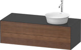 DURAVIT White Tulip Waschtischunterbau 1300 mm wandhängend, 2 Schubkästen, Becken rechts, Nordic Weiß seidenmatt