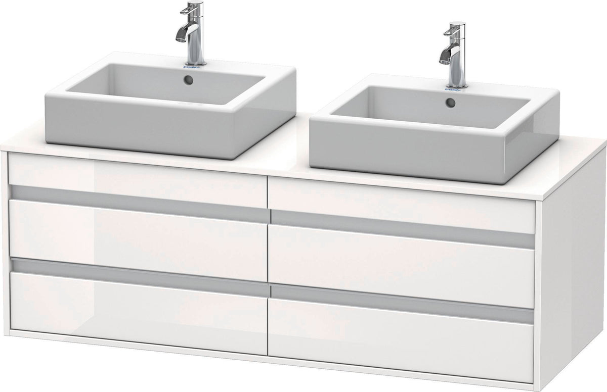 Duravit Ketho Waschtischunterbau 1400 mm wandhängend, 4 Schubkästen, weiß matt – für 2 Aufsatzwaschtische
