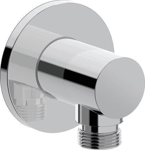 Duravit Wandanschlussbogen mit runder Rosette – Chrom, DN 15, mit Rückflussverhinderer