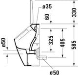 DURAVIT Urinal ME by Starck spülrandlos, weiß, 350x300x585 mm, für Deckelmontage