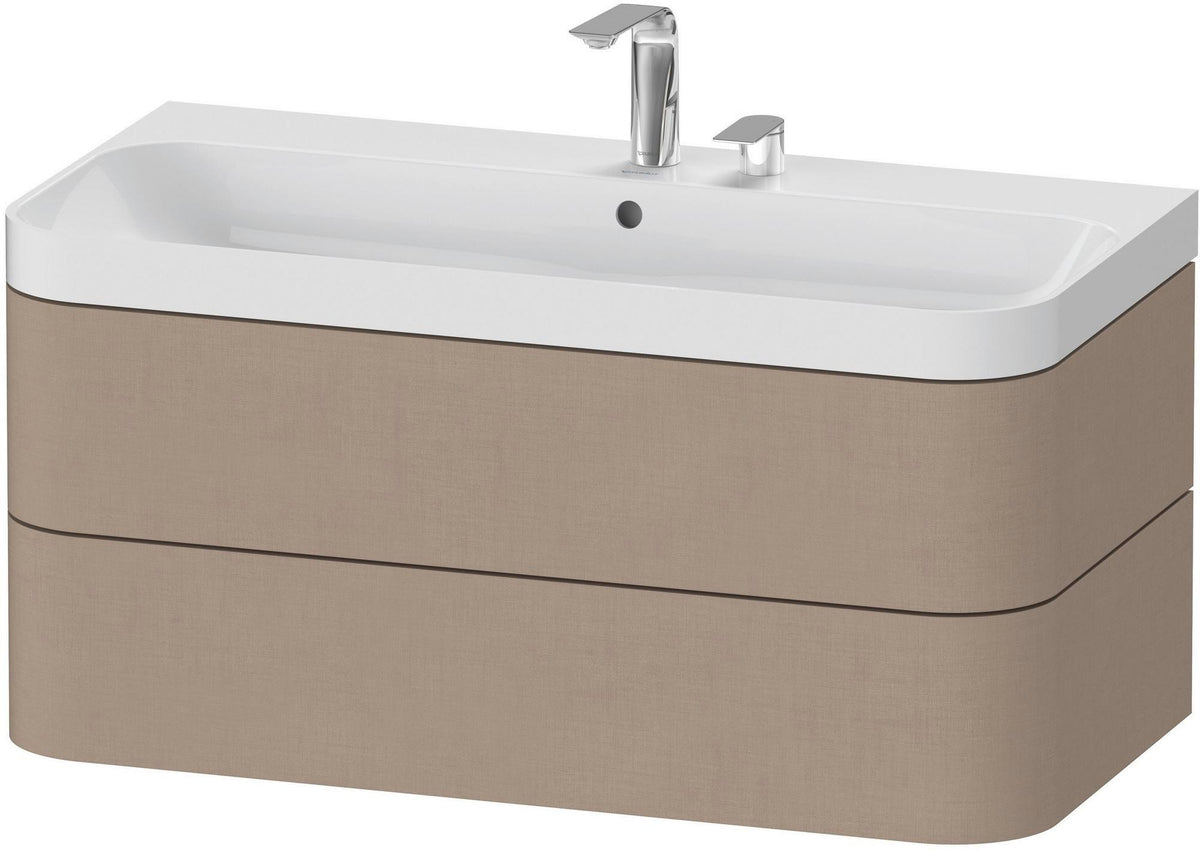 DURAVIT Happy D.2 c-shaped Waschtischset 975 mm wandhängend mit Tip-on und Soft-Close