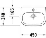 DURAVIT D-Code Handwaschbecken 450 mm mit Überlauf, 1 Hahnloch, weiß