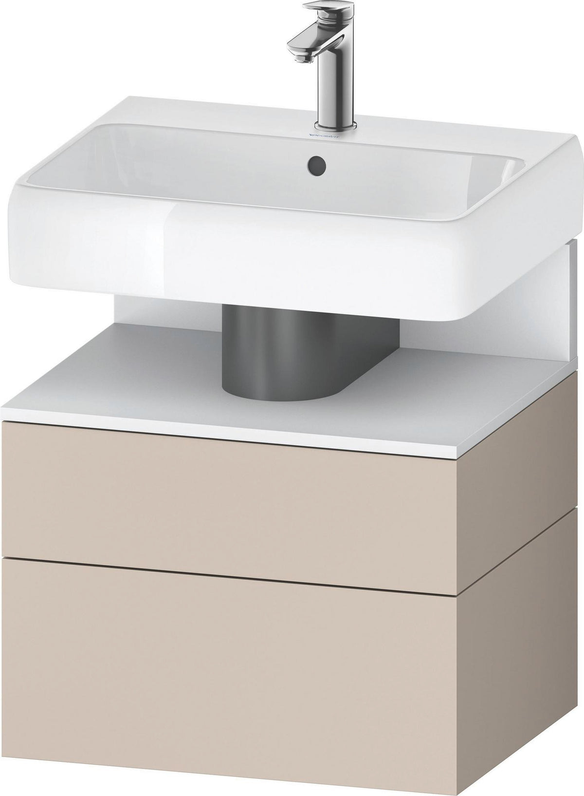 DURAVIT Qatego Waschtischunterbau 590 mm wandhängend, 1 Auszug, weiß Hochglanz, Nische Eiche Schwarz