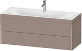 Duravit XViu c-bonded Waschtischunterbauset 1200 mm, 2 Schubkästen, champagner matt/leinen