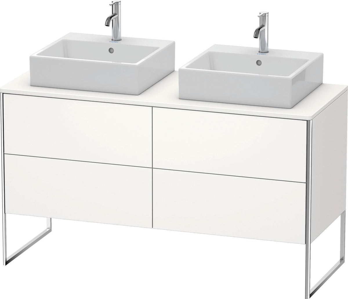 DURAVIT XSquare Waschtischunterbau 1400 mm betongrau matt mit 4 Schubkästen und Tip-On-Technik
