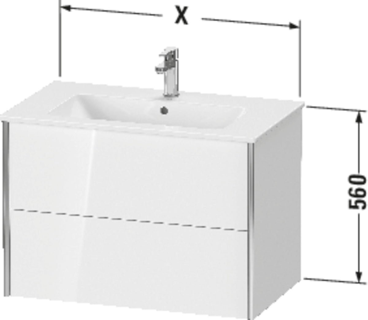 Duravit XVIU Waschtischunterbau 810 mm mit 2 Schubkästen in Stone Grey Matt