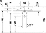 DURAVIT Vero Air Waschtisch 600 mm Weiß, ohne Überlauf, 1 Hahnloch, Unterseite glasiert