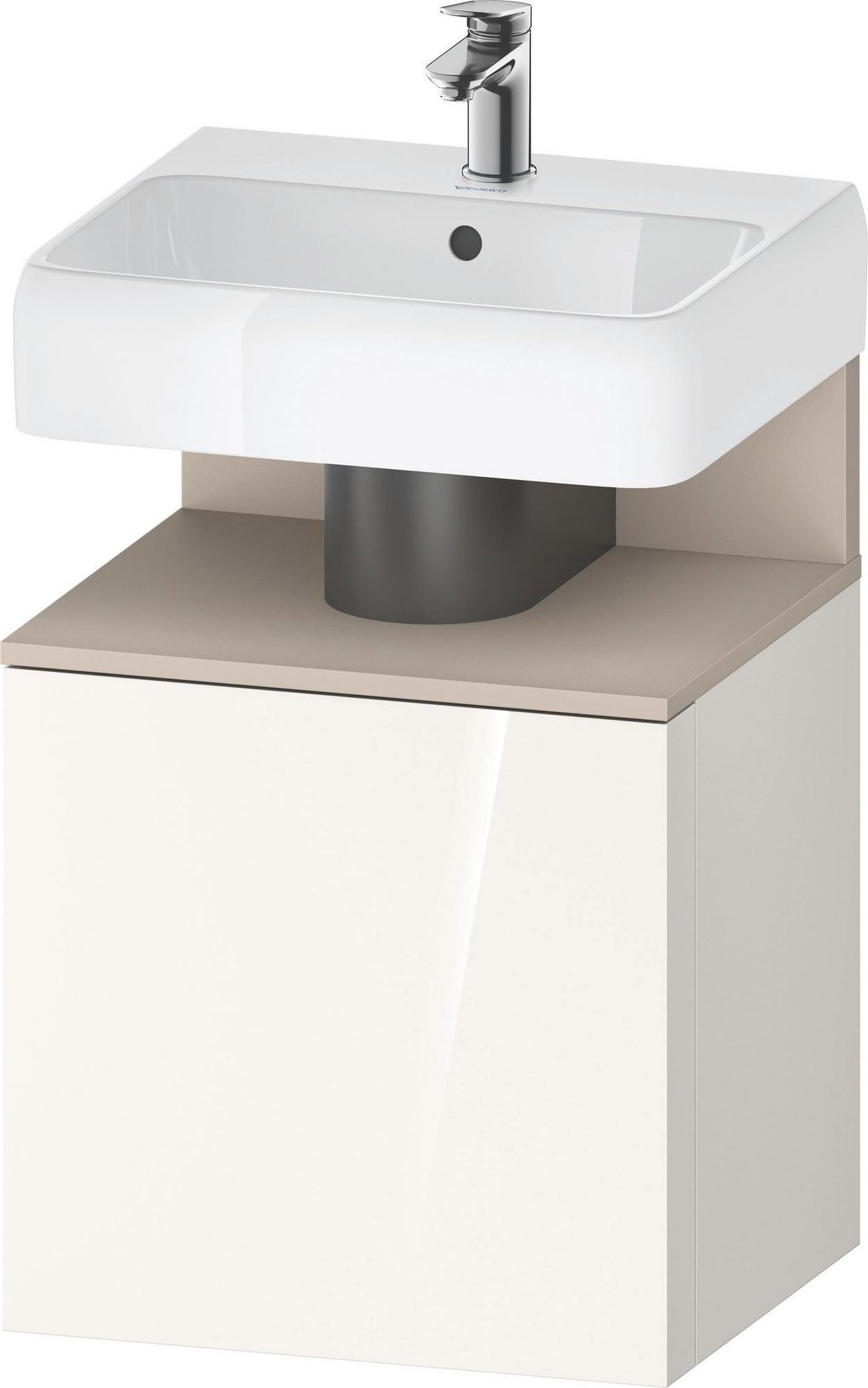 DURAVIT Qatego Waschtischunterbau 490 mm wandhängend, 1 Tür links, Weiß Matt mit Eiche Schwarz Nische