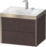 DURAVIT XViu Waschtischunterbau 600 mm, 2 Schubkästen, Champagner Matt/Eiche Dunkel