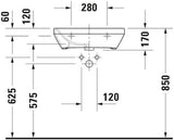 DURAVIT DuraStyle Waschtisch 550 mm Weiß mit Hahnlochbank, 1 Hahnloch, ohne Überlauf
