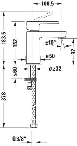 DURAVIT B.2 Einhebel-Waschtischmischer S ohne Zugstange, Chrom – Keramikmischsystem