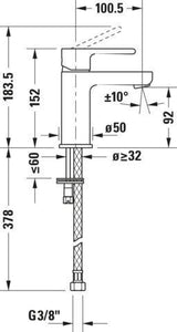 DURAVIT B.2 Einhebel-Waschtischmischer S ohne Zugstange, Chrom – Keramikmischsystem