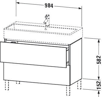 Duravit L-Cube Waschtischunterbau 984 mm Amerikanisch Nussbaum mit Tip-On-Technik