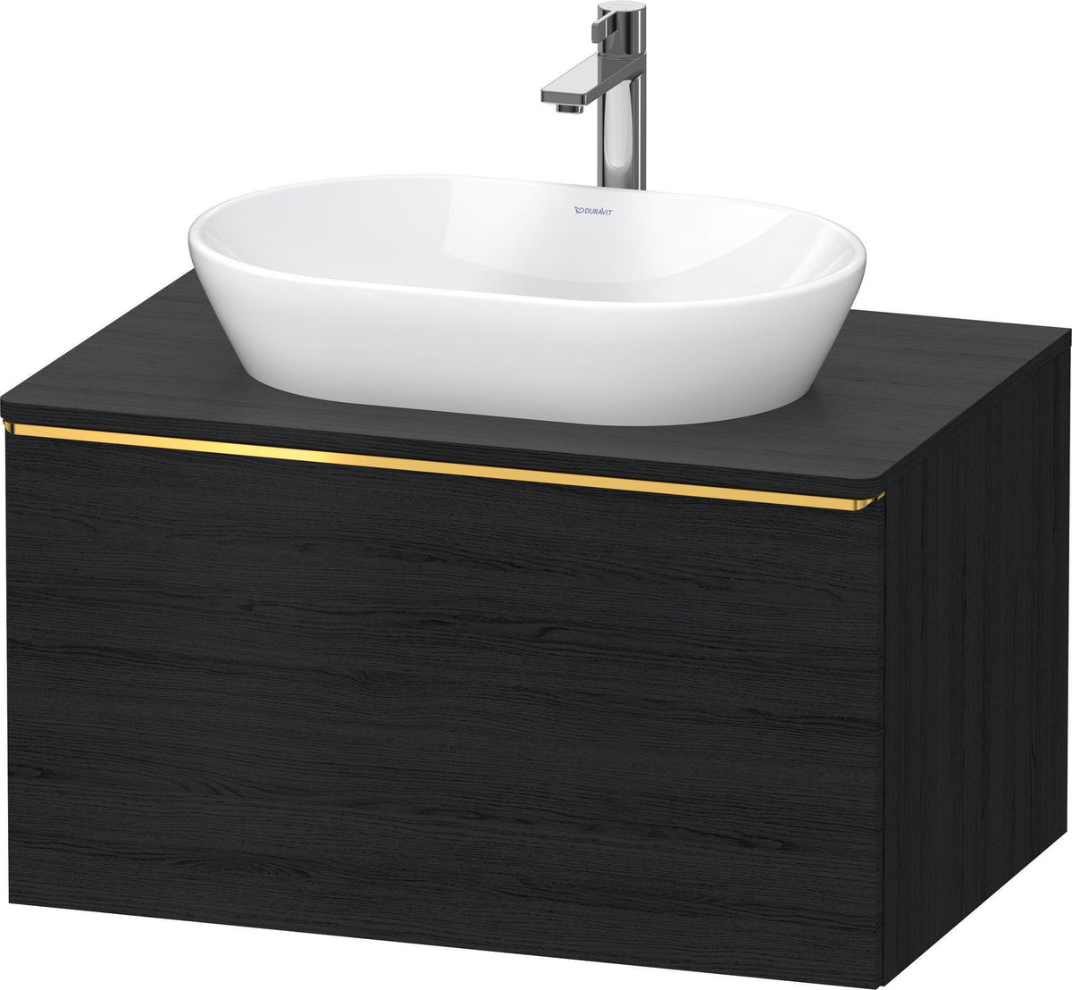 DURAVIT D-Neo Konsolenwaschtischunterbau 800 mm betongrau matt mit Bronze-Griff und Soft-Close-Auszug