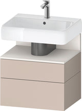 DURAVIT Qatego Waschtischunterbau 590 mm wandhängend, 1 Auszug, weiß Hochglanz, Nische Eiche Schwarz