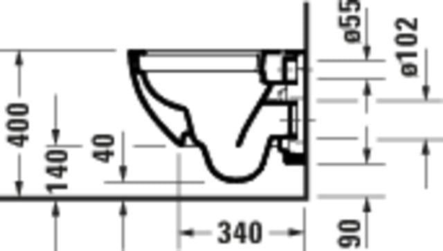 DURAVIT D-Code 2.0 Wand-WC compact 480 mm spülrandlos Weiß