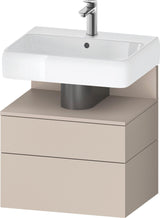 DURAVIT Qatego Waschtischunterbau 590 mm wandhängend, 1 Auszug, weiß Hochglanz, Nische Eiche Schwarz